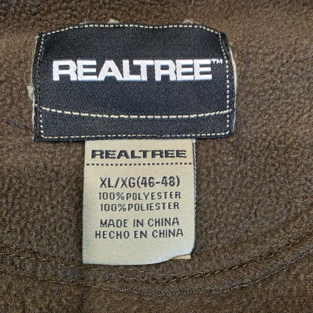 Realtree Mens Fleece Jacket XL Full Zip Camo Olive Green Mock Neck Hunting Coat